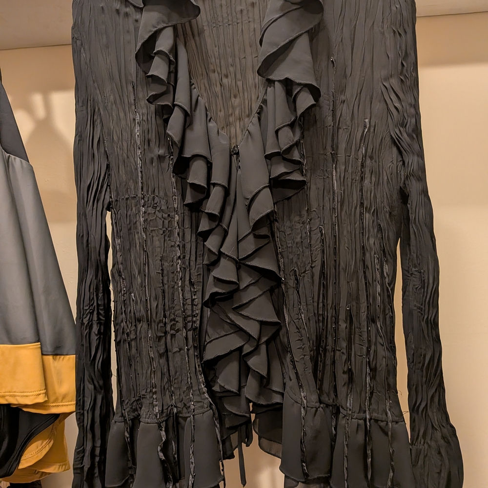 Goth Style Black Ruffled Blouse